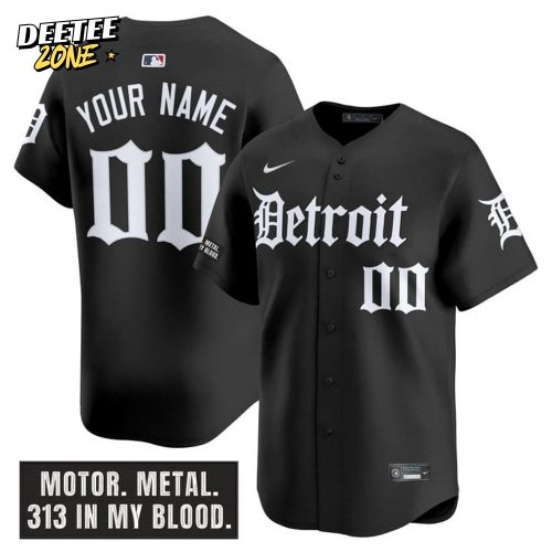 Detroit Tigers “Motor Gothic Edition” Personalized Black Baseball Jersey