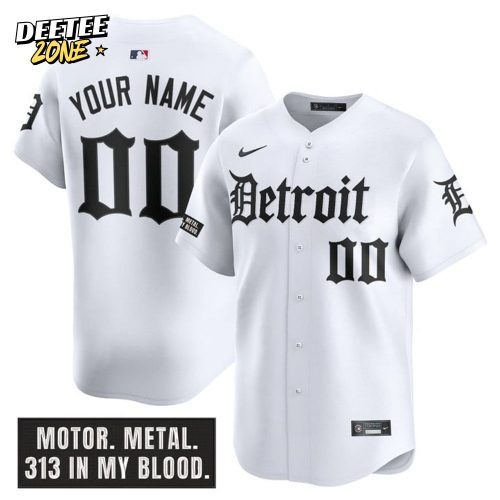 Detroit Tigers “Motor Gothic Edition” Personalized White Baseball Jersey