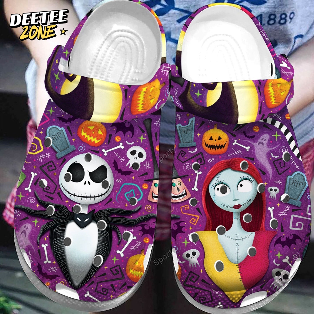Halloween Jack Skellington And Sally Crocs Clogs Shoes Halloween Jack Skellington And Sally Crocs Clogs Shoes