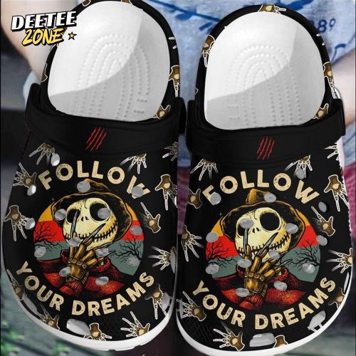 Halloween Jack Skellington Follow Your Dream Crocs Clogs Shoes