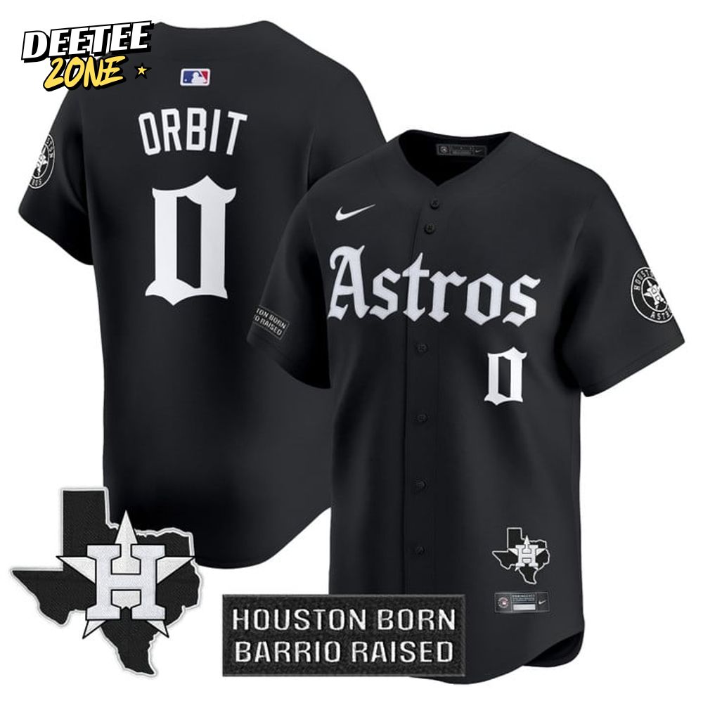 Houston Astros Gothic Edition "Houston Born Barrio Raised" Black Baseball Jersey Houston Astros Gothic Edition "Houston Born Barrio Raised" Black Baseball Jersey