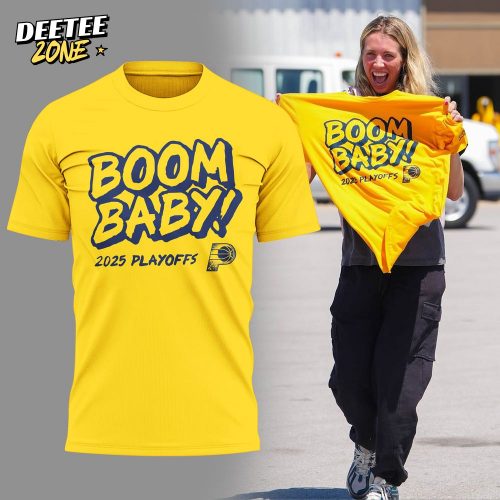 Indiana Pacers “Boom Baby” 2025 Playoffs Gold Shirt
