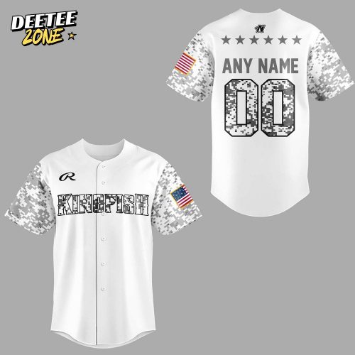 Kenosha Kingfish Military Appreciation White Camo Personalized Baseball Jersey