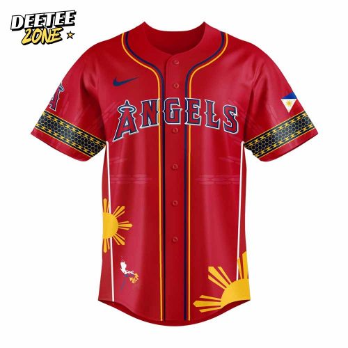 Los Angeles Angels Filipino Heritage Night Special Red Baseball Jersey