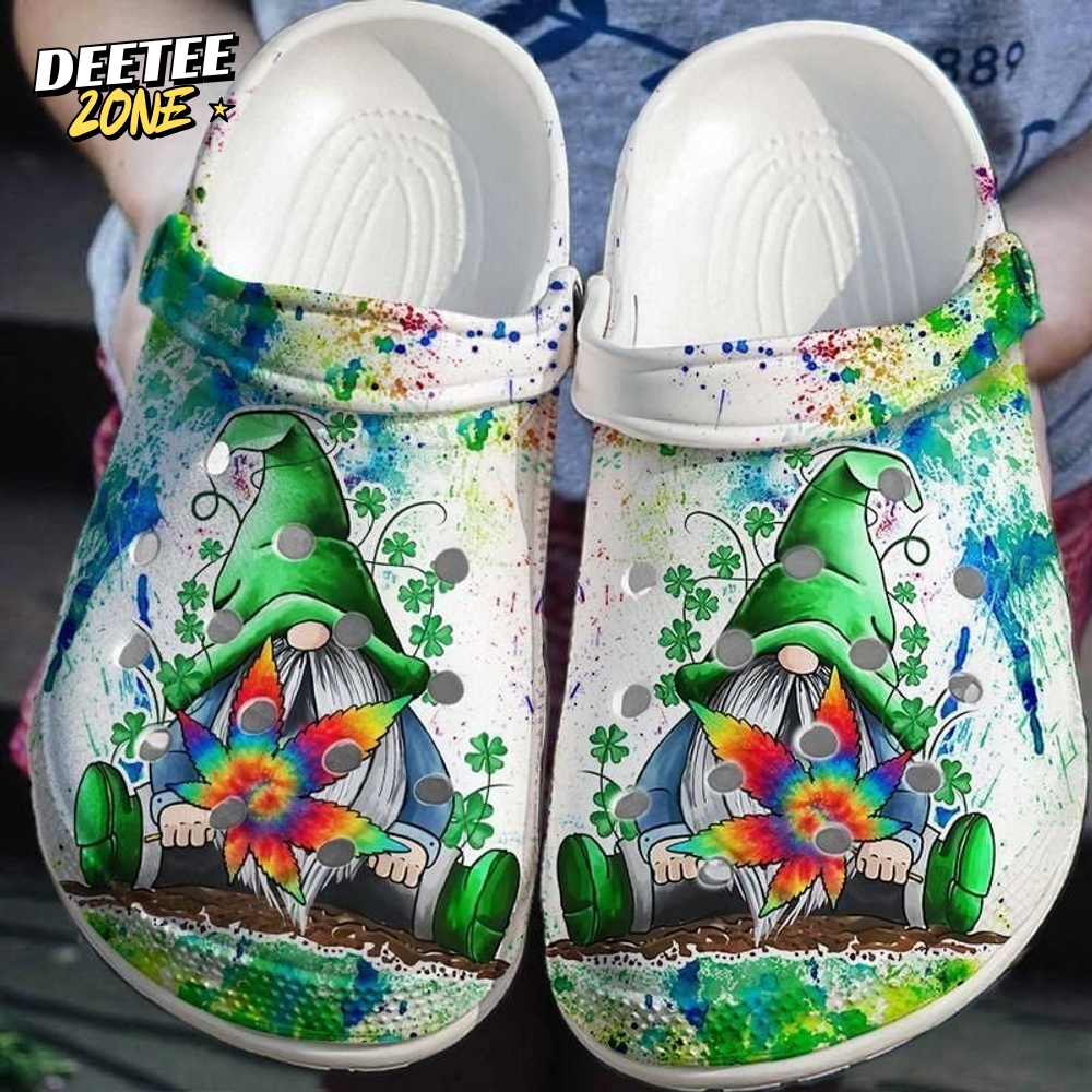 Lucky Clover Gnome Hippie Patrick Day Idea Crocs Clogs Shoes Lucky Clover Gnome Hippie Patrick Day Idea Crocs Clogs Shoes