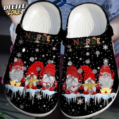 Merry Christmas Nurse Gnomes Winter Snow Santa Crocs Clogs Shoes