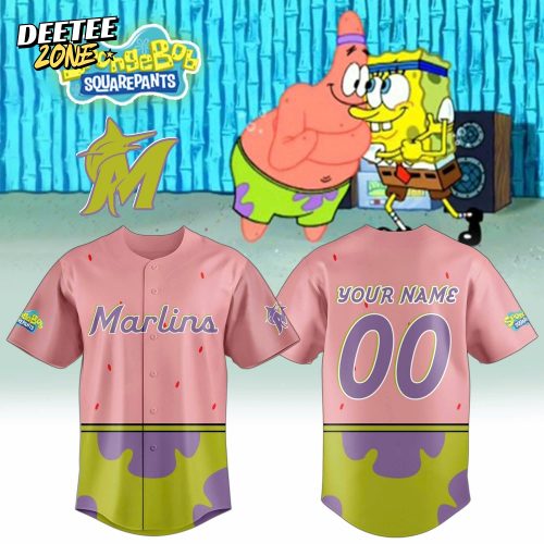 Miami Marlins x SpongeBob Squarepants Personalized Baseball Jersey