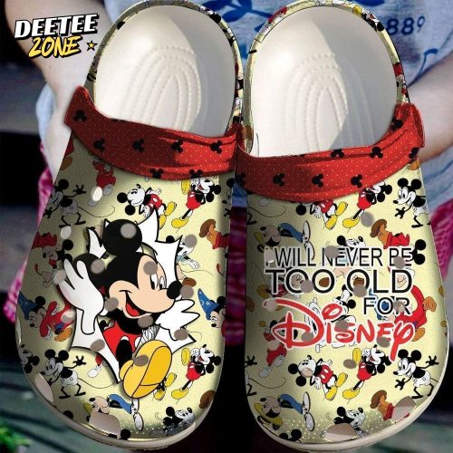 Mickey Mouse I Will Never Be Old Disney Crocs Clogs Shoes