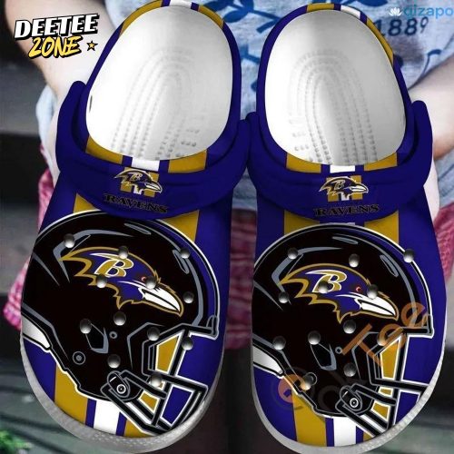 Nfl Baltimore Ravens Helmet Hard-shell Crocs Clogs Shoes