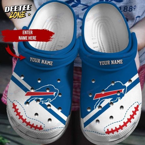 Nfl Buffalo Bills Custom Name Blue White Crocs Clogs Shoes