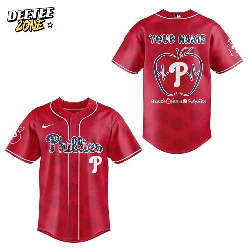 Philadelphia Phillies x Teacher Appreciation Personalized Red Baseball Jersey