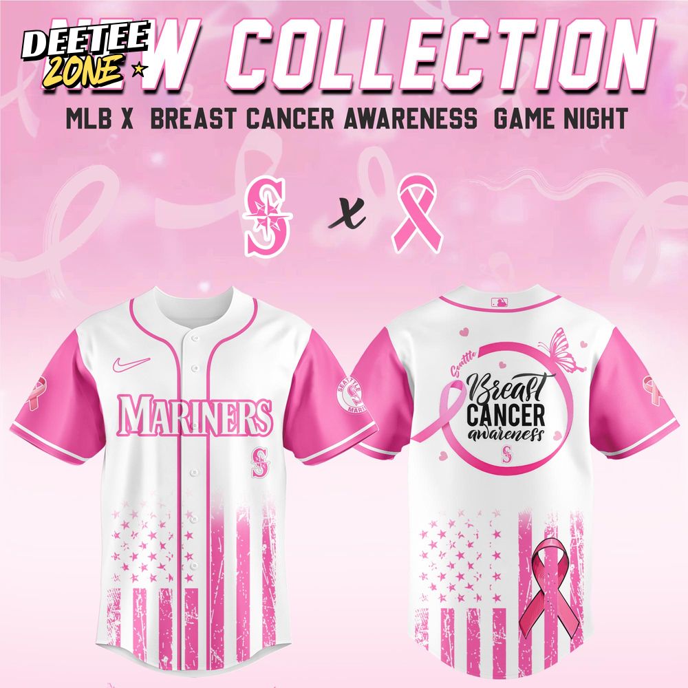 Seattle Mariners X Breast Cancer Awareness Game Night Baseball Jersey Seattle Mariners X Breast Cancer Awareness Game Night Baseball Jersey