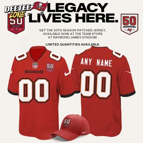 Tampa Bay Buccaneers Celebrate the legacy of 50 Seasons Red Football Jersey