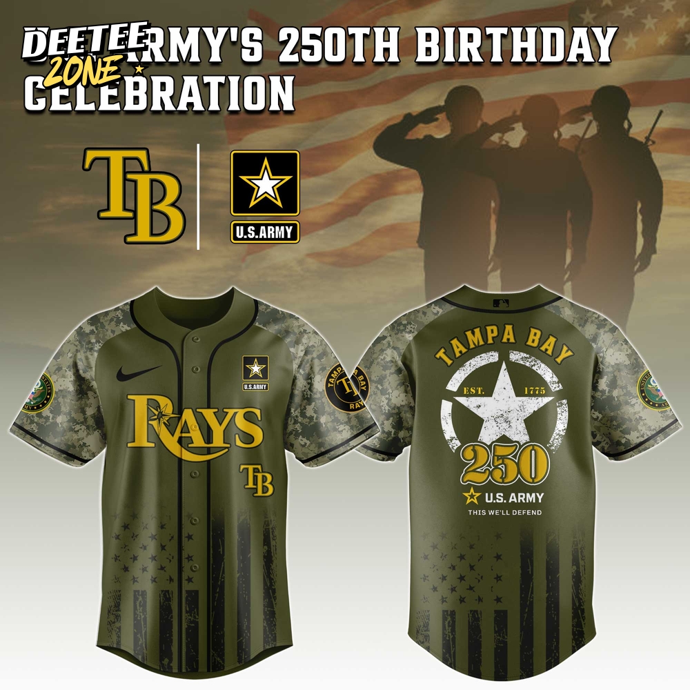 Tampa Bay Rays MLB x U.S. Army 250th Birthday Celebration Jersey Tampa Bay Rays MLB x U.S. Army 250th Birthday Celebration Jersey