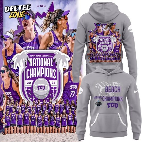 Tcu Beach Volleyball 2025 National Champions Special Gray Hoodie
