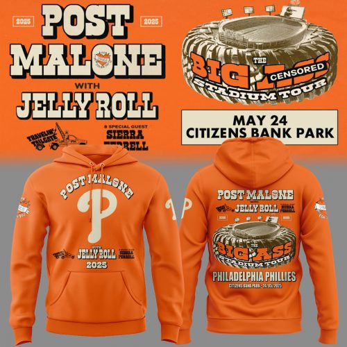 Philadelphia Phillies X Post Malone With Jelly Roll “Big Ass Tour” Special Hoodie