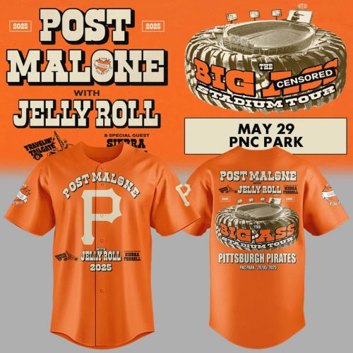 Pittsburgh Pirates X Post Malone With Jelly Roll “Big Ass Tour” Special Baseball Jersey