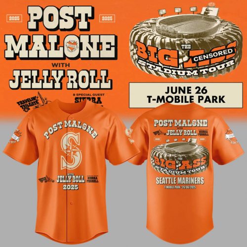 Seattle Mariners X Post Malone With Jelly Roll “Big Ass Tour” Special Baseball Jersey