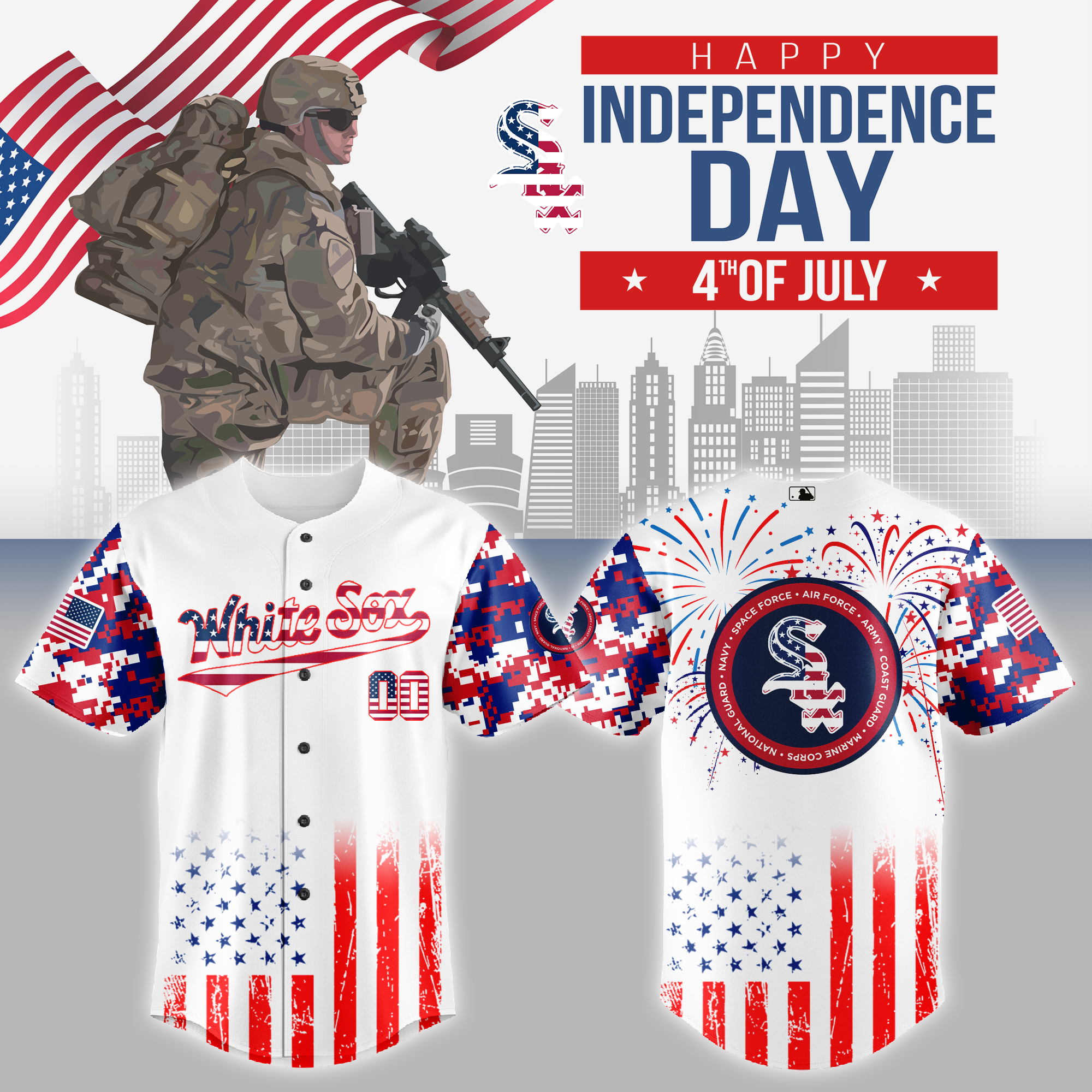 Chicago White Sox MLB x The 4th of July x Military Jersey 2025 Chicago White Sox MLB x The 4th of July x Military Jersey 2025