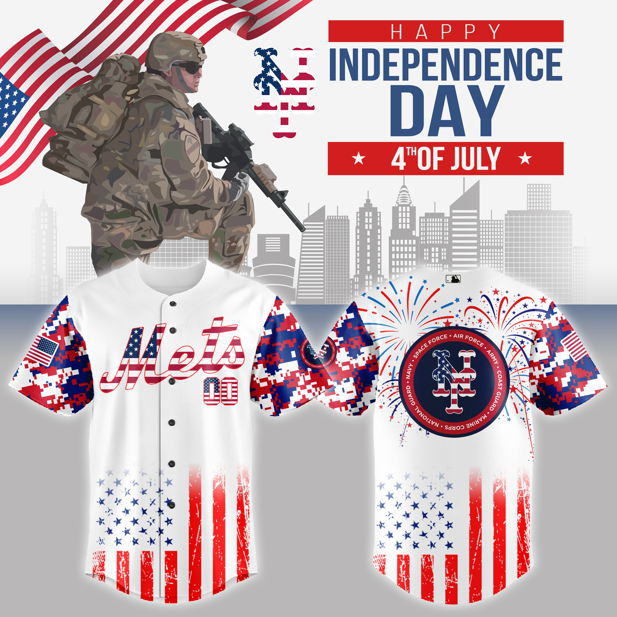 New York Mets MLB x The 4th of July x Military Jersey 2025 New York Mets MLB x The 4th of July x Military Jersey 2025