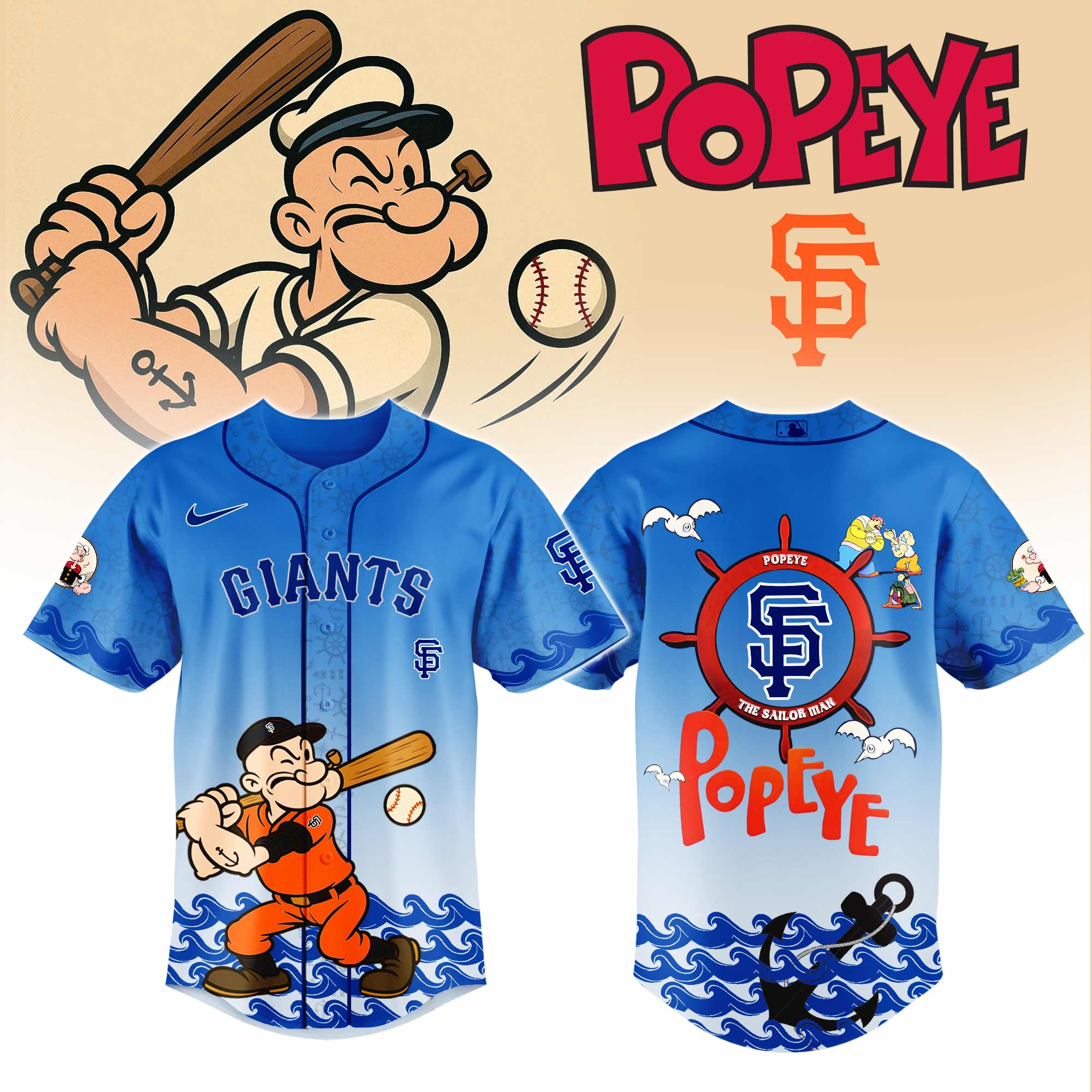 Boston Red Sox MLB x Popeye Limited Edition Baseball Jersey Boston Red Sox MLB x Popeye Limited Edition Baseball Jersey