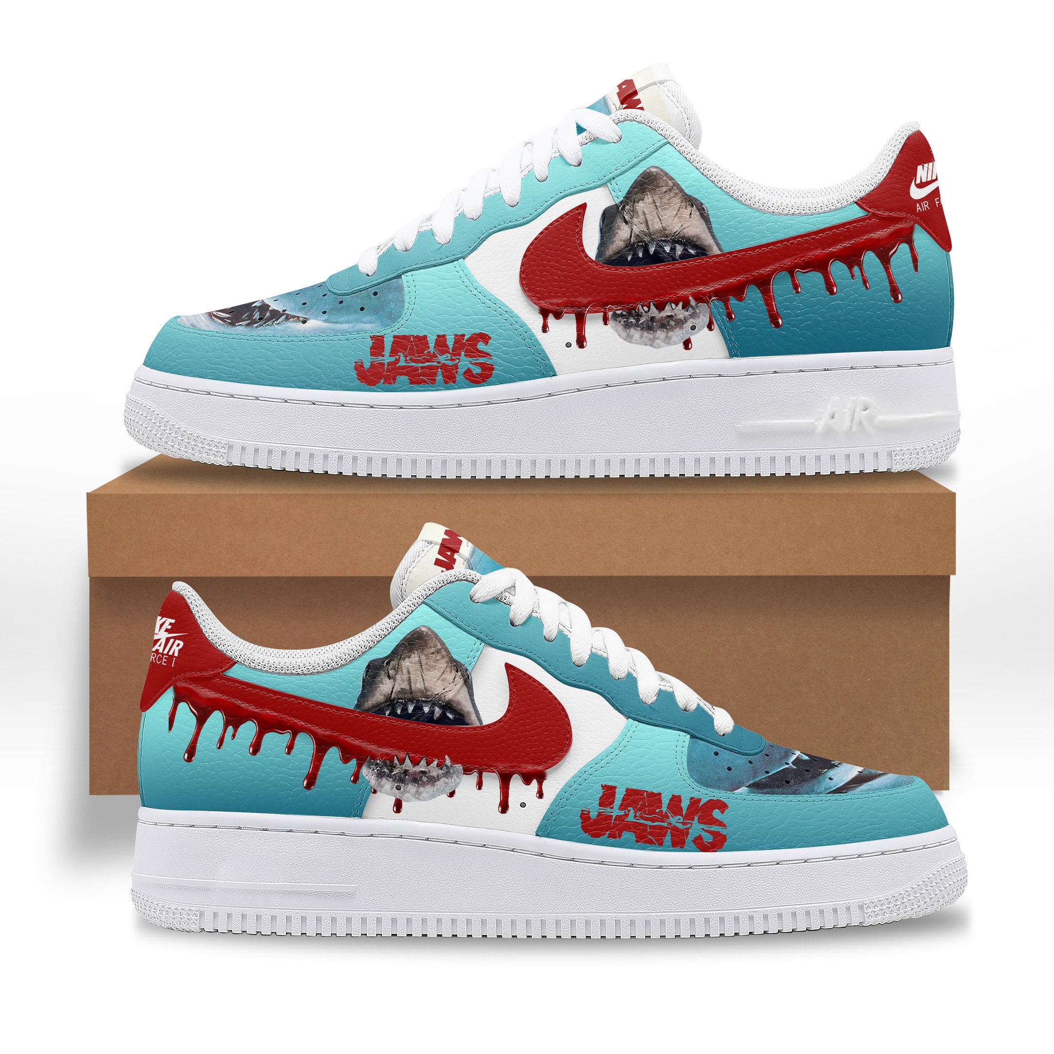 Jaws "50th Anniversary" New 2025 Air Force 1 Sneakers Jaws "50th Anniversary" New 2025 Air Force 1 Sneakers