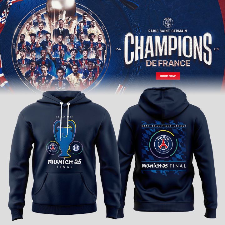 Paris Saint-Germain UEFA Champions League Munich 25 Final Hoodie Paris Saint-Germain UEFA Champions League Munich 25 Final Hoodie