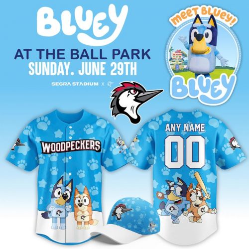 Fayetteville Woodpeckers Bluey At The Ball Park Baseball Jersey
