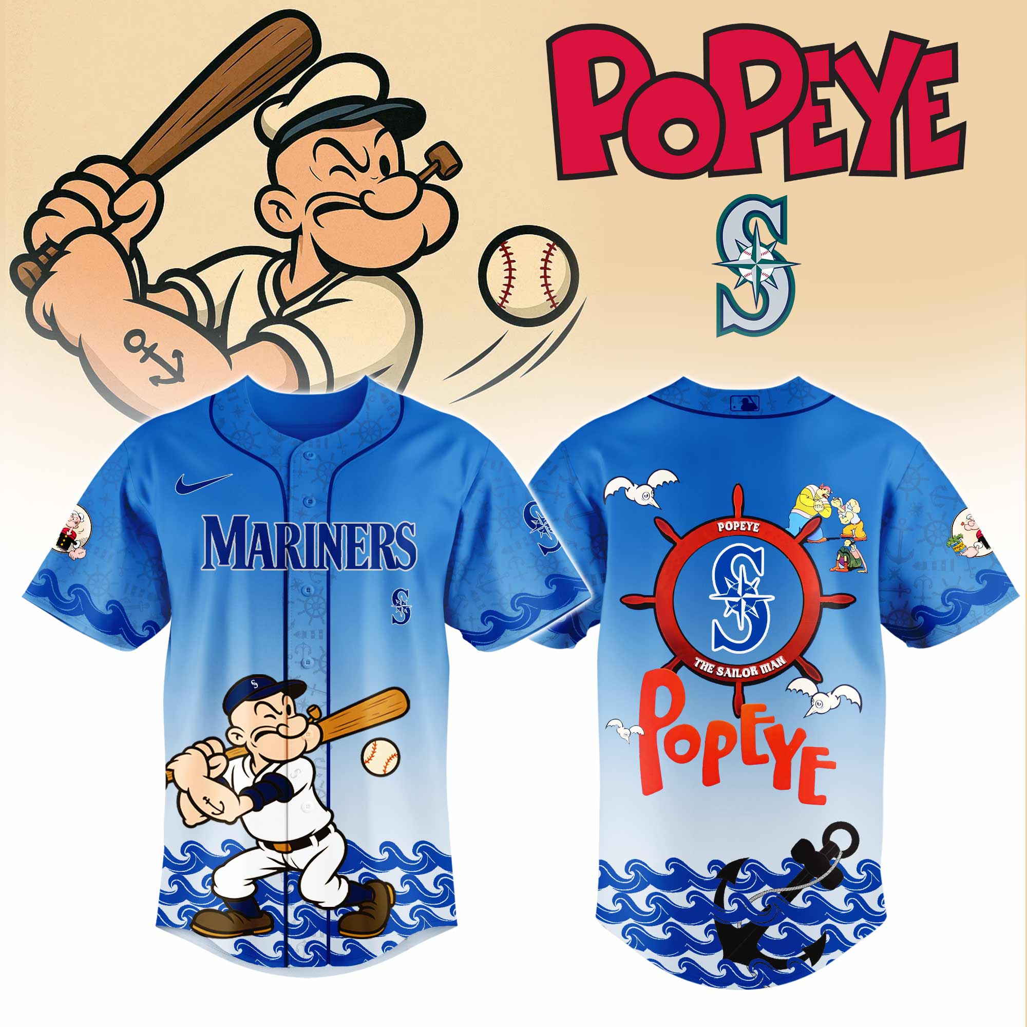 Boston Red Sox MLB x Popeye Limited Edition Baseball Jersey Boston Red Sox MLB x Popeye Limited Edition Baseball Jersey