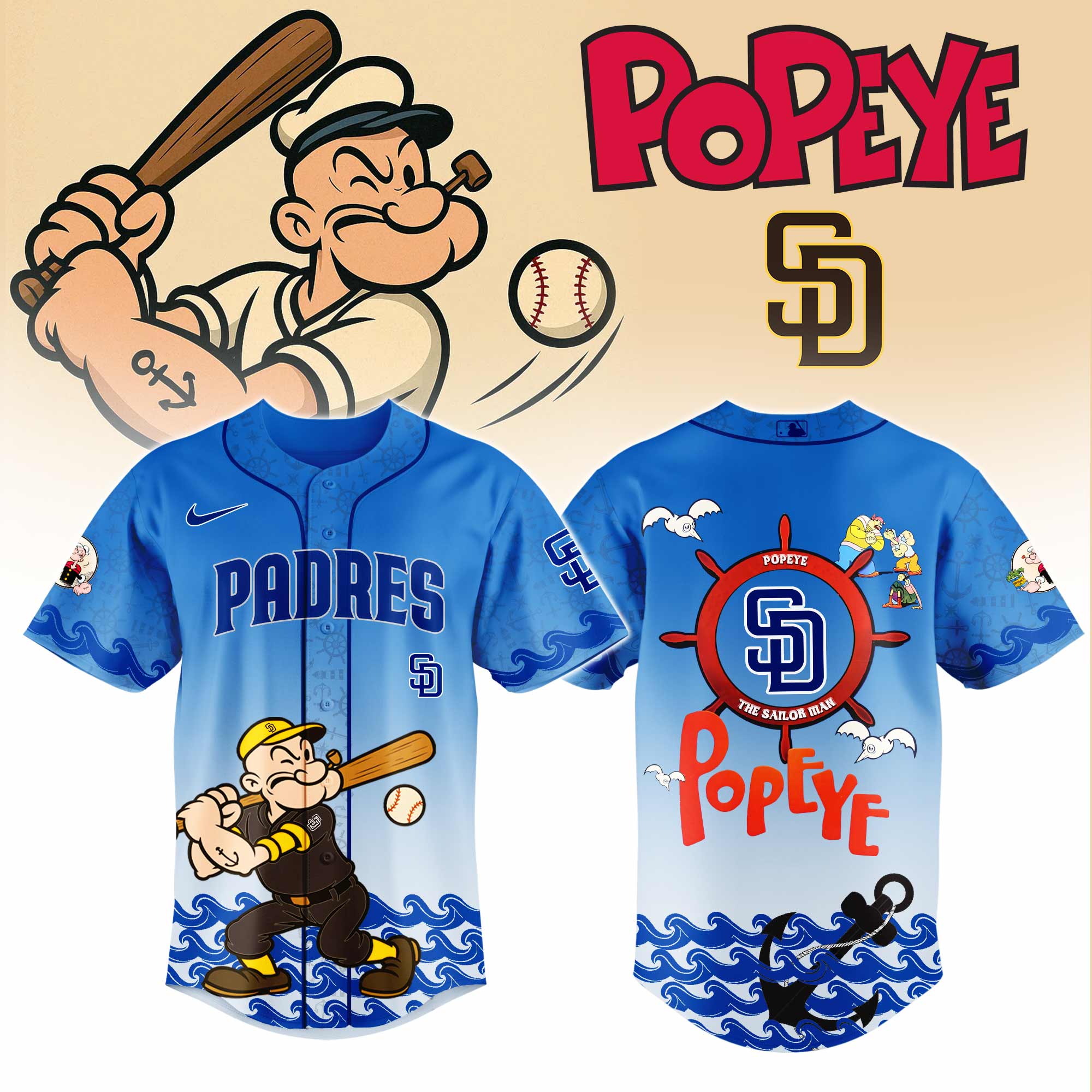 Boston Red Sox MLB x Popeye Limited Edition Baseball Jersey Boston Red Sox MLB x Popeye Limited Edition Baseball Jersey