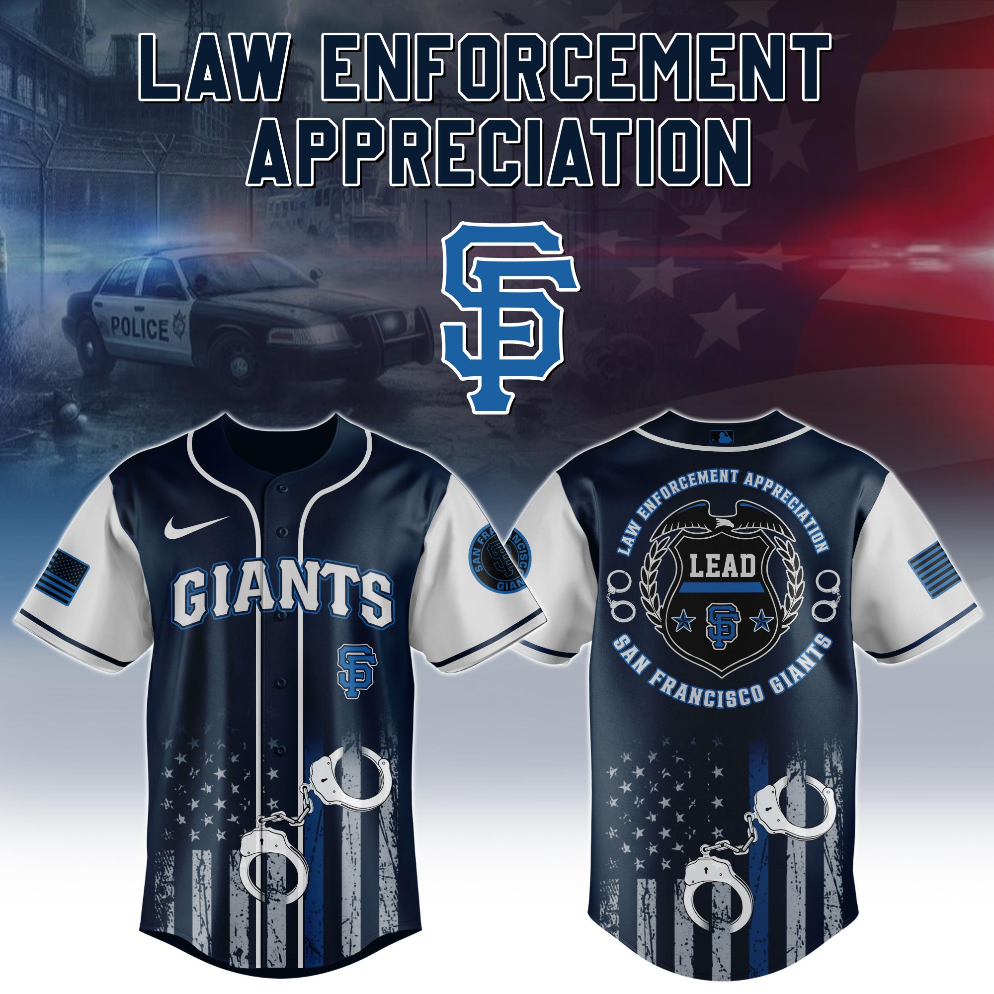 MLB All Teams X Law Enforcement Appreciation Day Limited Edition Baseball Jersey MLB All Teams X Law Enforcement Appreciation Day Limited Edition Baseball Jersey