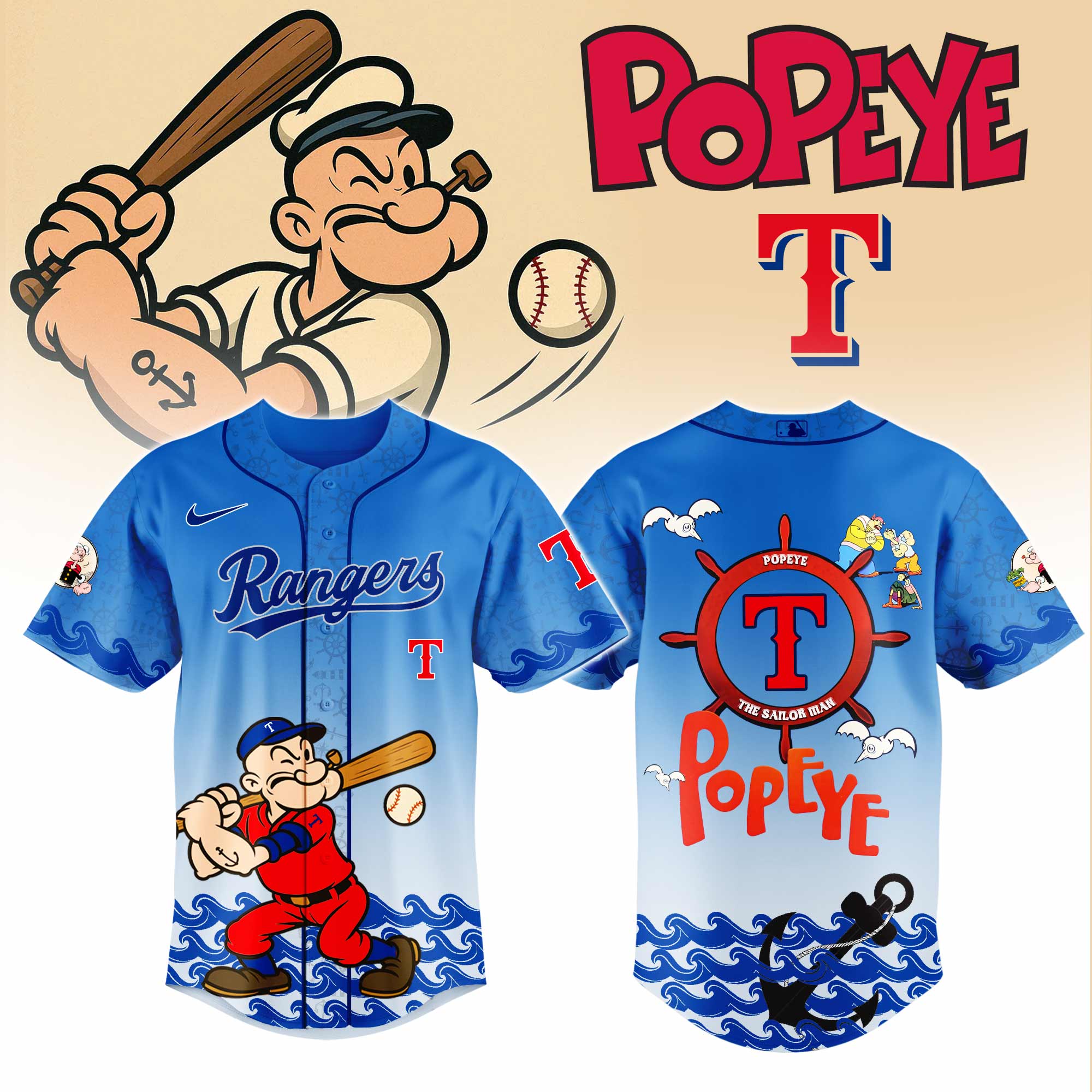 Boston Red Sox MLB x Popeye Limited Edition Baseball Jersey Boston Red Sox MLB x Popeye Limited Edition Baseball Jersey