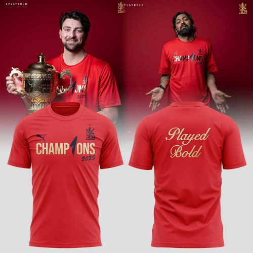 Royal Challengers Bengaluru Tata Indian Premier League Champions 2025 “Played Bold” Red Tee