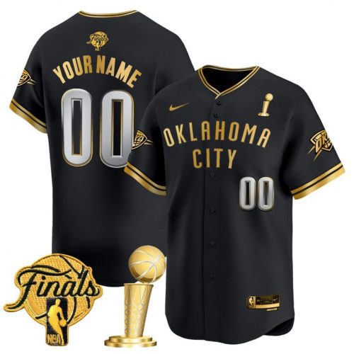 Oklahoma City Thunder 2025 Champions Spcial Edition Black Gold Baseball Jersey
