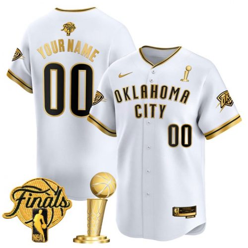 Oklahoma City Thunder 2025 Champions Spcial Edition White Gold Baseball Jersey