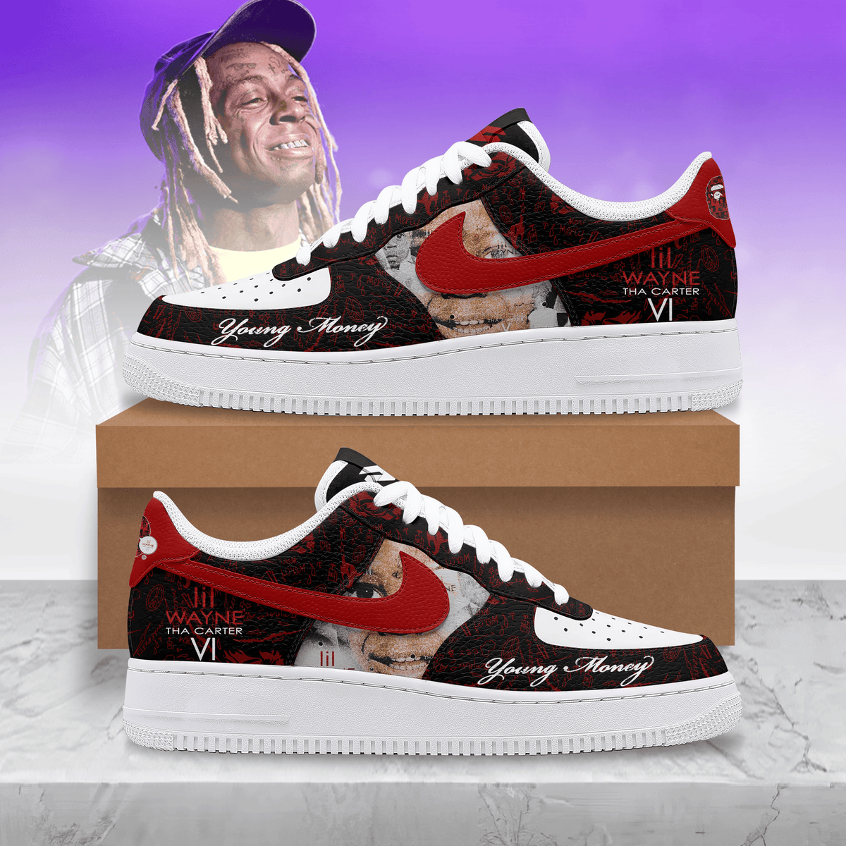 Lil Wayne Tha Carter VI Young Money Air Force 1 Sneakers Lil Wayne Tha Carter VI Young Money Air Force 1 Sneakers