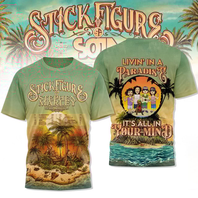 Stick Figure, Stephen Marley & The Hip Abduction Island Holiday Tour 2025 Shirt Stick Figure, Stephen Marley & The Hip Abduction Island Holiday Tour 2025 Shirt