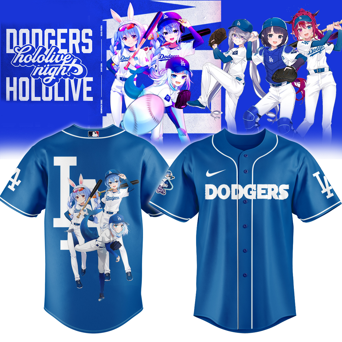 Los Angeles Dodgers MLB x Hololive Night 2025 Blue Baseball Jersey Los Angeles Dodgers MLB x Hololive Night 2025 Blue Baseball Jersey