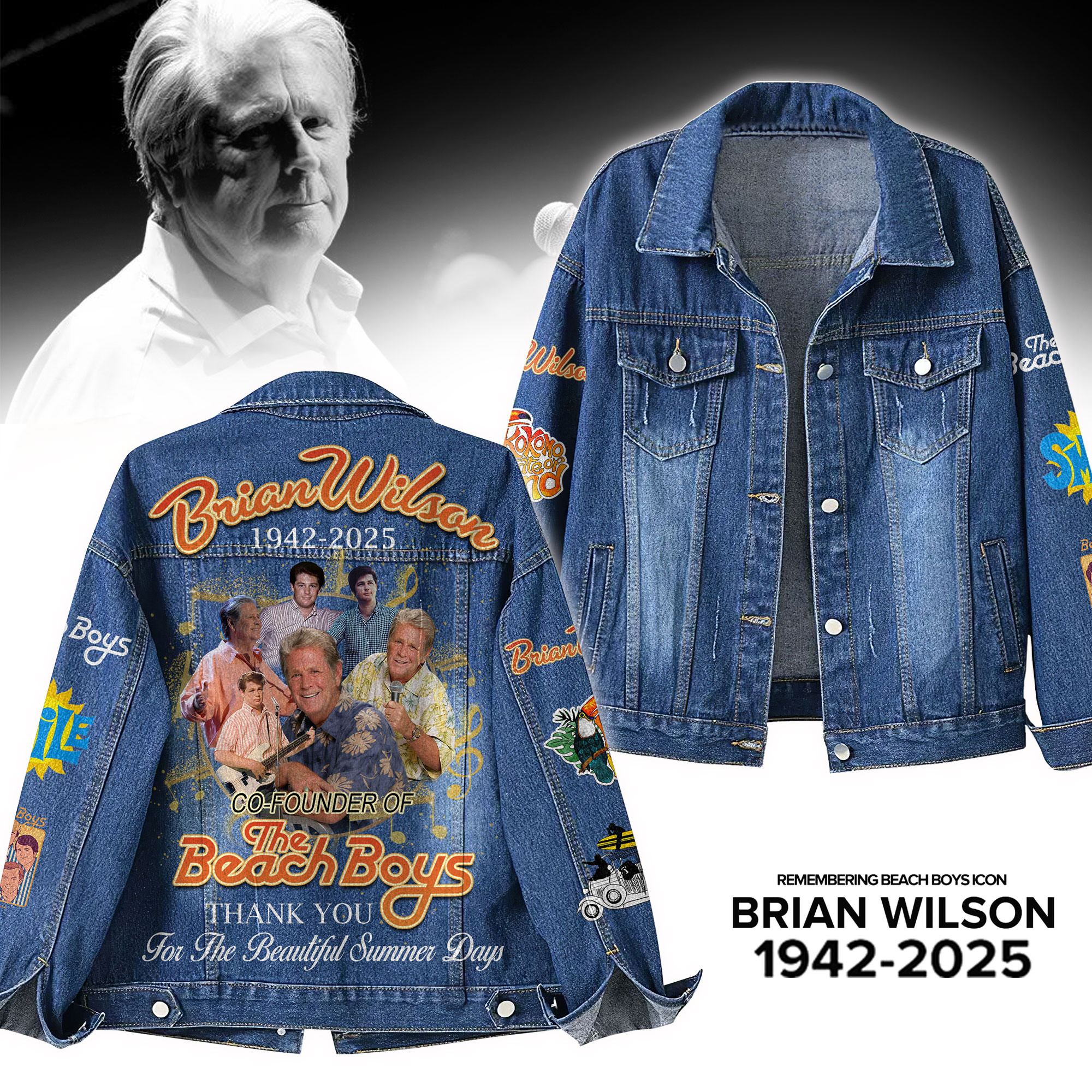 Brian Wilson Thank You For The Beautiful Summer Days Denim Jacket Brian Wilson Thank You For The Beautiful Summer Days Denim Jacket