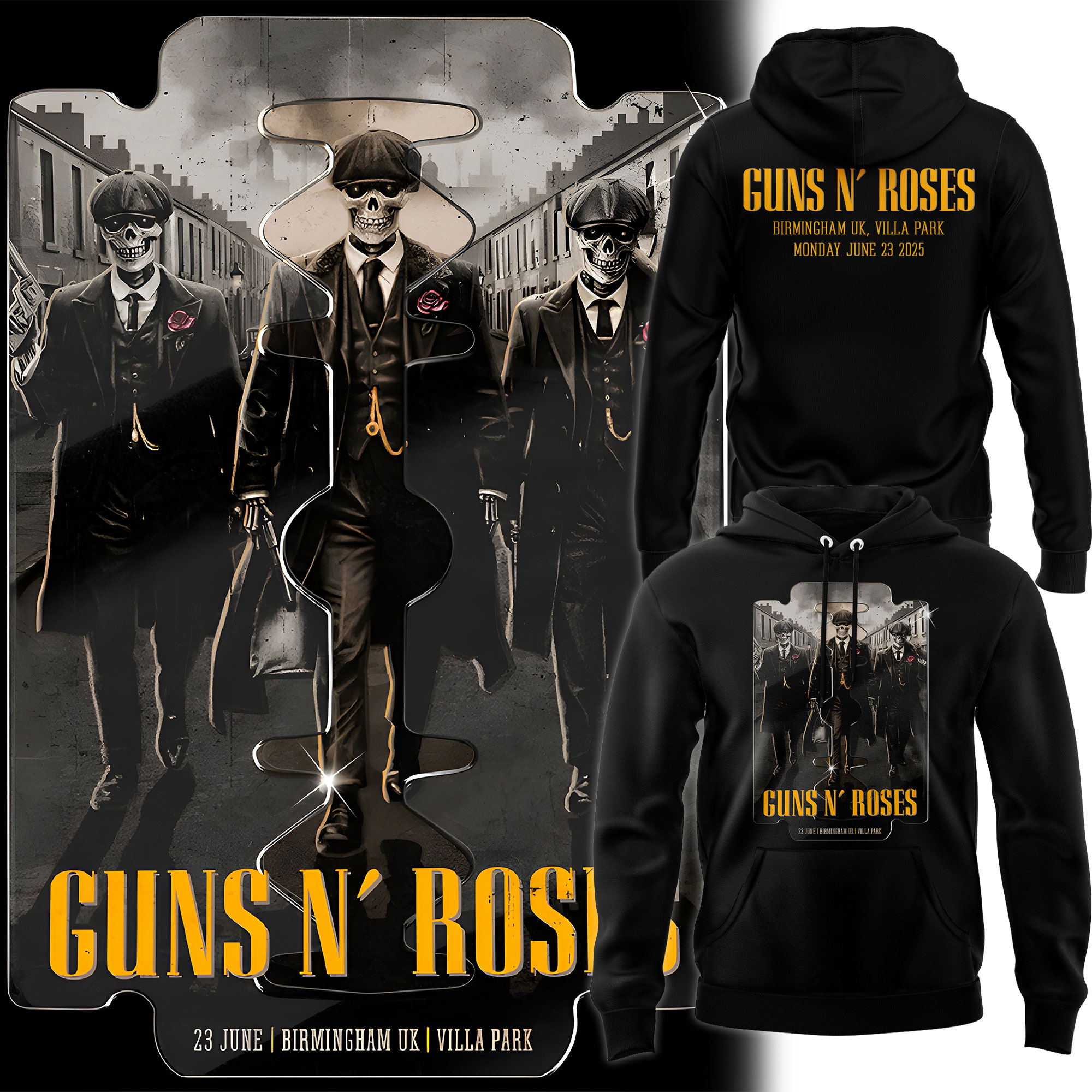 Guns N' Roses World Tour to Birmingham 2025 Special Black Hoodie Guns N' Roses World Tour to Birmingham 2025 Special Black Hoodie