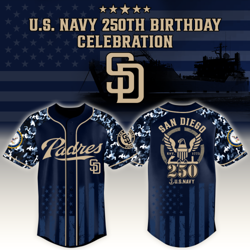 San Diego Padres x US Navy 250th Birthday Edition 3D Baseball Jersey