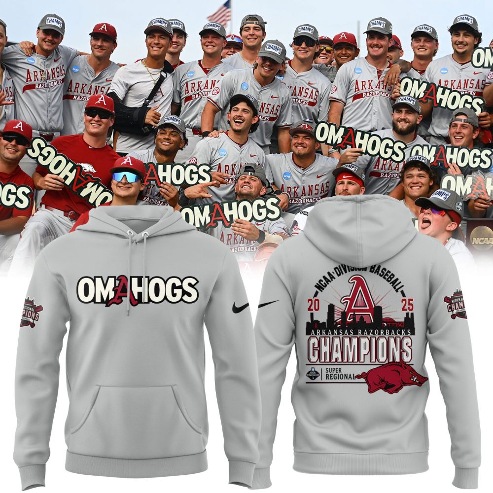 Arkansas Razorbacks Baseball ‘OMAHOGS’ Super Regional Champions 2025 Hoodie – Limited Edition