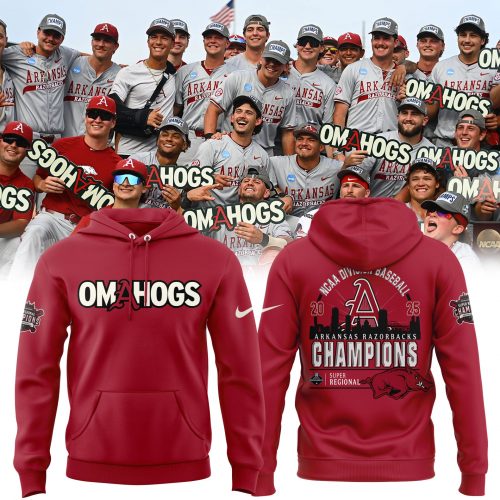 Arkansas Razorbacks Baseball ‘OMAHOGS’ Super Regional Champions 2025 Hoodie – Limited Edition