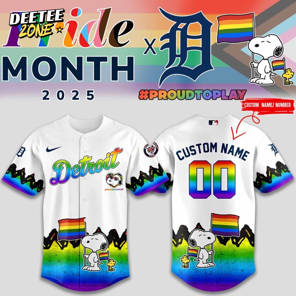 2025 Limited Edition Detroit Tigers x Peanuts x Pride Month Personalized Jersey 2025 Limited Edition Detroit Tigers x Peanuts x Pride Month Personalized Jersey