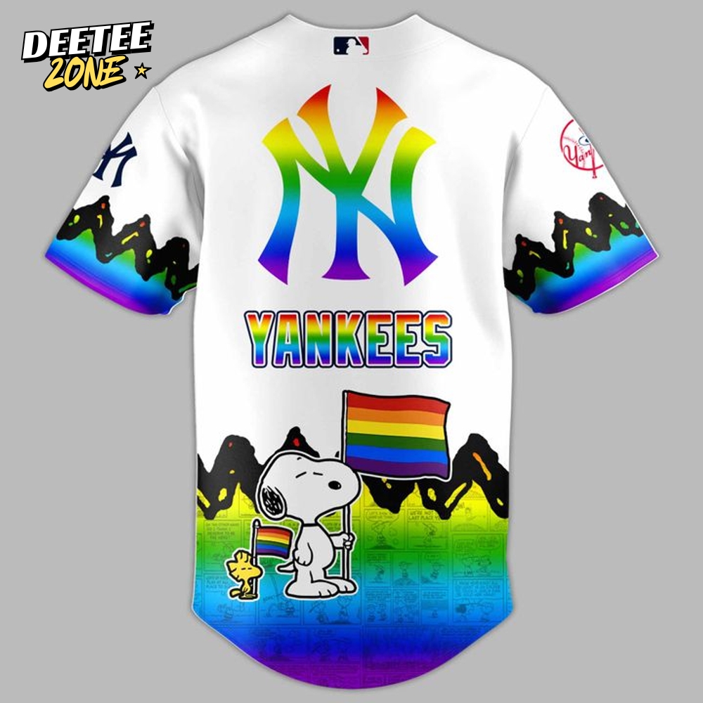 2025 Limited Edition New York Yankees x Peanuts x Pride Month Graphic Jersey 2025 Limited Edition New York Yankees x Peanuts x Pride Month Graphic Jersey