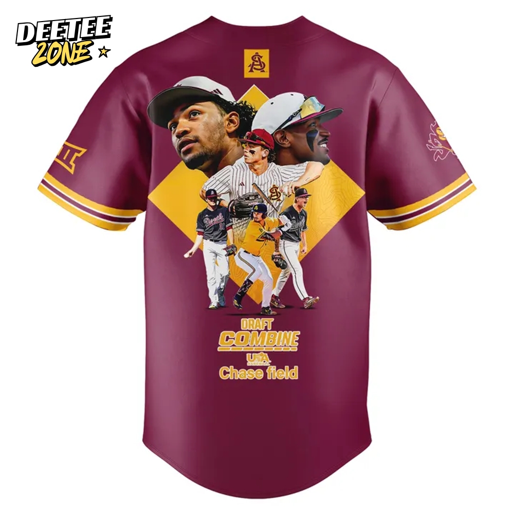 Arizona State Sun Devils x Draft Combine 2025 Red Baseball Jersey Arizona State Sun Devils x Draft Combine 2025 Red Baseball Jersey