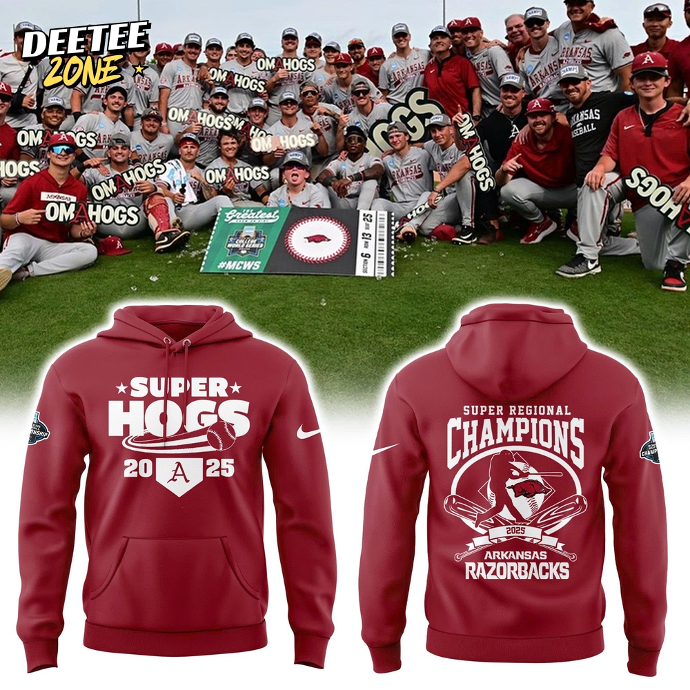 Arkansas Razorbacks Baseball 'SUPERHOGS' Regional Champions 2025 Hoodie Arkansas Razorbacks Baseball 'SUPERHOGS' Regional Champions 2025 Hoodie