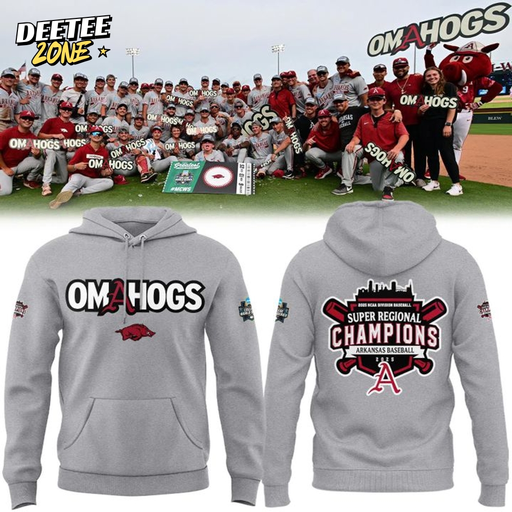 Arkansas Razorbacks OMAHOGS Men's College World Series Baseball Hoodie Arkansas Razorbacks OMAHOGS Men's College World Series Baseball Hoodie