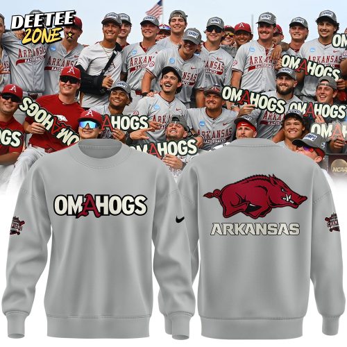 Arkansas Razorbacks Omahogs Super Regionals Champions 2025 Gray Sweatshirt