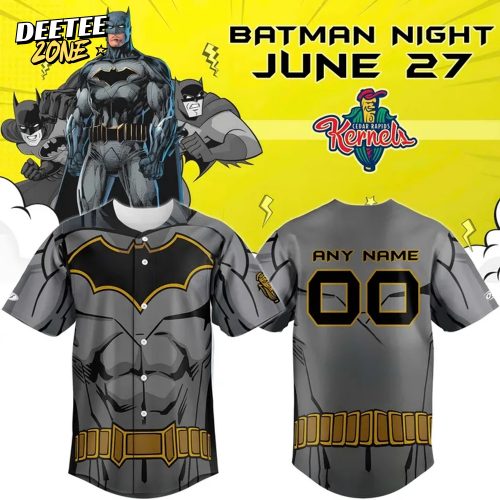 Cedar Rapids Kernels x Batman Night Personalized Baseball Jersey
